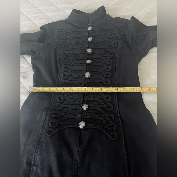 Tripp NYC Black denim jacket blazer long Military band coat cord embroidery US S - Picture 11 of 16